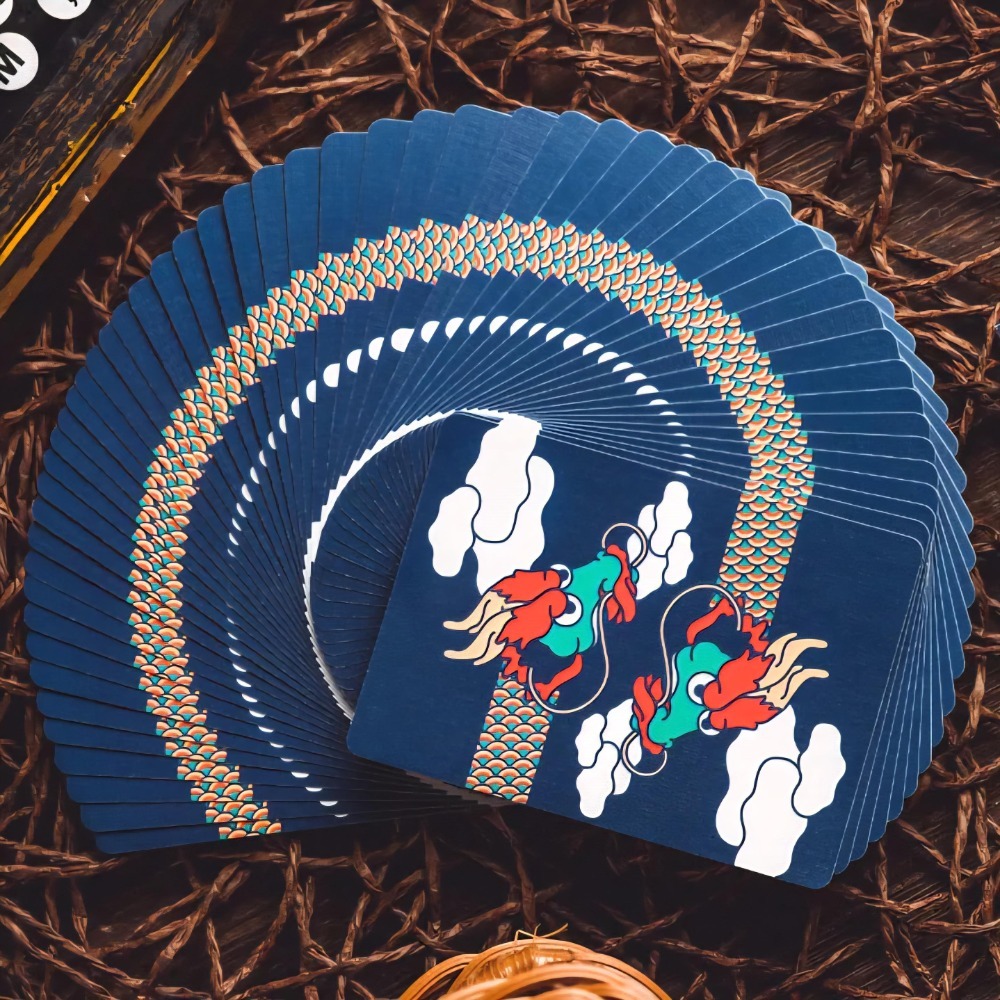 【千葉撲克】現貨 龍神 Dragon 金屬油墨工藝 花切 撲克牌 蒼雲藍龍 閃電黑龍 龍牌魔術收藏 花切專用牌 禮物紙牌-規格圖11