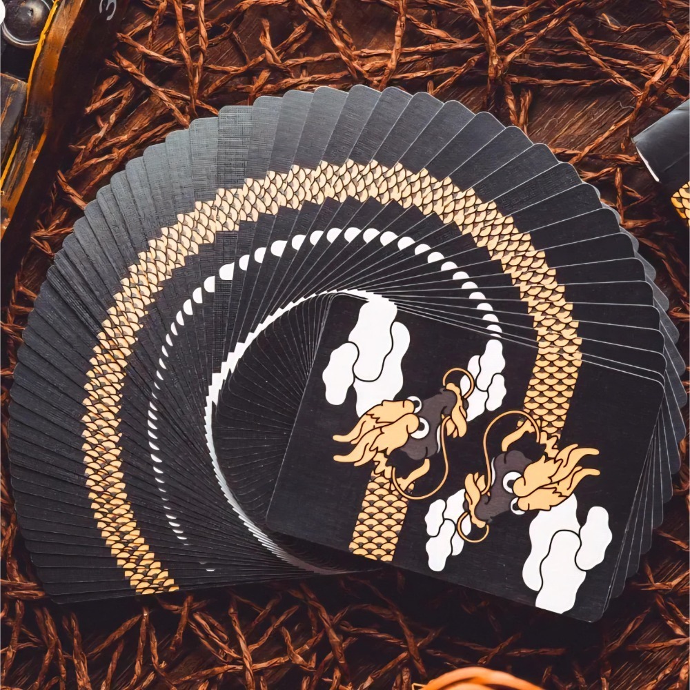【千葉撲克】現貨 龍神 Dragon 金屬油墨工藝 花切 撲克牌 蒼雲藍龍 閃電黑龍 龍牌魔術收藏 花切專用牌 禮物紙牌-規格圖11