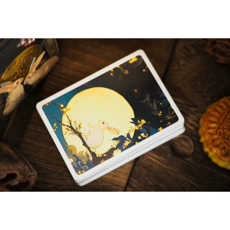 【千葉撲克】現貨 嬋娟 中秋節 浮雕燙金 撲克牌 月亮 tcc 花切撲克牌 練習牌 收藏牌 uspcc 渡邊燙金-細節圖5