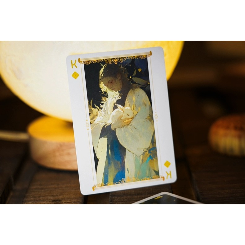 【千葉撲克】現貨 嬋娟 中秋節 浮雕燙金 撲克牌 月亮 tcc 花切撲克牌 練習牌 收藏牌 uspcc 渡邊燙金-細節圖10