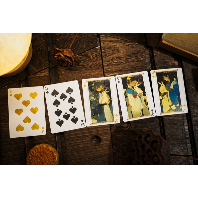 【千葉撲克】現貨 嬋娟 中秋節 浮雕燙金 撲克牌 月亮 tcc 花切撲克牌 練習牌 收藏牌 uspcc 渡邊燙金-細節圖11