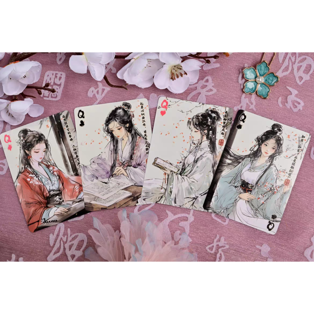 【千葉撲克】現貨 古典 四大美女 撲克牌 西施 楊貴妃 貂蟬 王昭君 古風 美女撲克牌 花切魔術收藏牌 uspcc 禮物-細節圖7