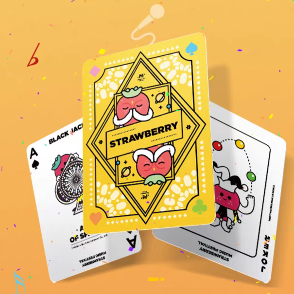 【千葉撲克】現貨 Bicycle 草莓音樂節聯名 撲克牌 單車牌 USPCC 魔術 練習牌 花切牌 收藏牌可愛 卡通-細節圖3