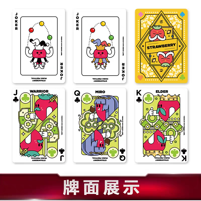 【千葉撲克】現貨 Bicycle 草莓音樂節聯名 撲克牌 單車牌 USPCC 魔術 練習牌 花切牌 收藏牌可愛 卡通-細節圖5