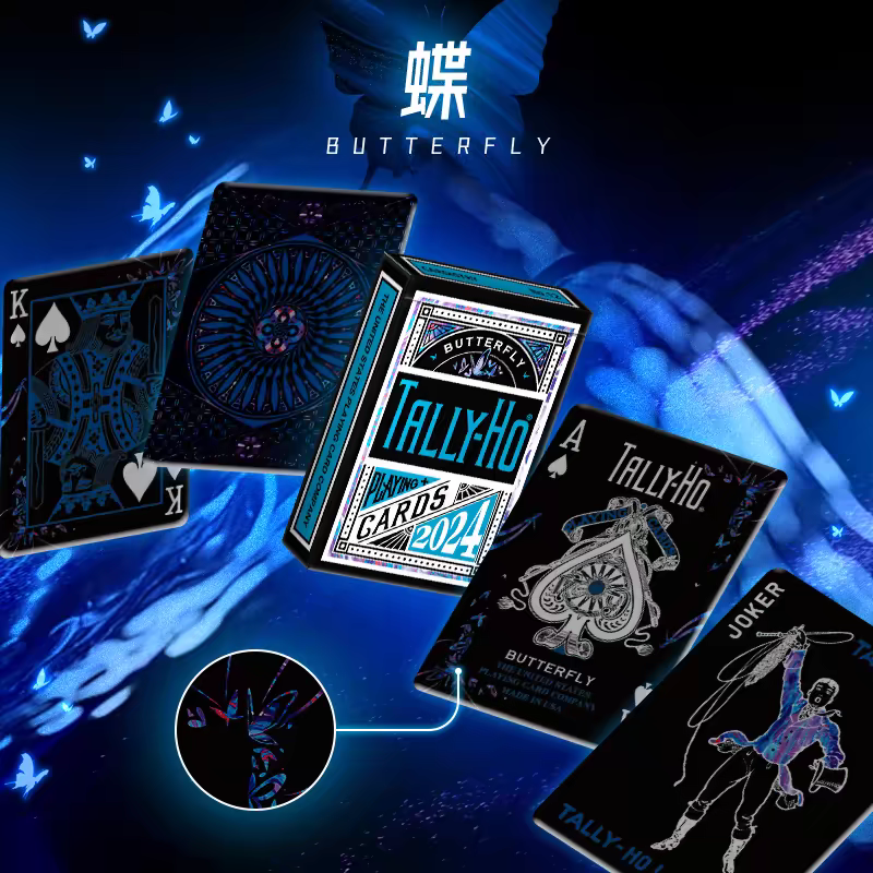 【千葉撲克】現貨 Tally-ho 蝶戀花 撲克牌 蝴蝶 花紫色 藍色 花切撲克牌 uspcc 收藏牌 練習牌 魔術-細節圖3