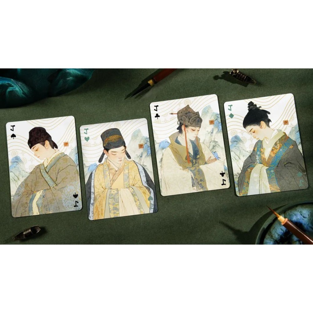 【千葉撲克】現貨 千里江山 撲克牌 古風 山水畫 花切撲克牌 中國風 TCC新品 花切練習 收藏牌 紙牌 水墨 禮物-細節圖4