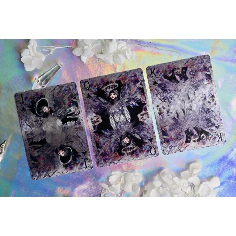 【千葉撲克】現貨 晶櫻機械 天使晶 鐳射金屬工藝撲克牌 限量1000 二次元 花切撲克牌 練習牌 收藏牌 魔術道具-細節圖4