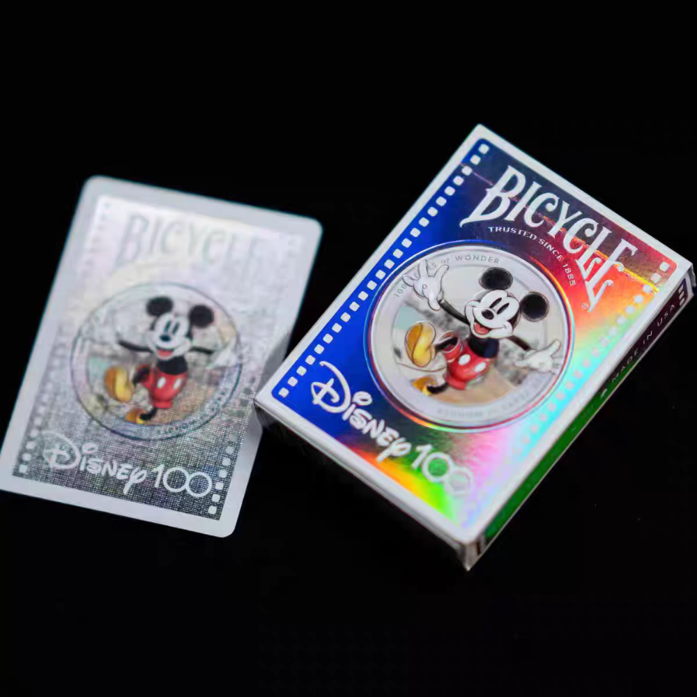 【千葉撲克】現貨 Bicycle 迪士尼 100周年 Disney 撲克牌 鐳射燙金花切練習牌 米奇米老鼠 收藏魔術紙牌-細節圖2
