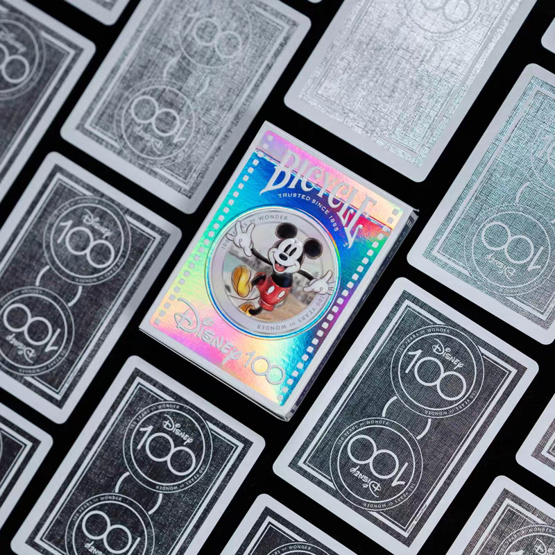 【千葉撲克】現貨 Bicycle 迪士尼 100周年 Disney 撲克牌 鐳射燙金花切練習牌 米奇米老鼠 收藏魔術紙牌-細節圖4