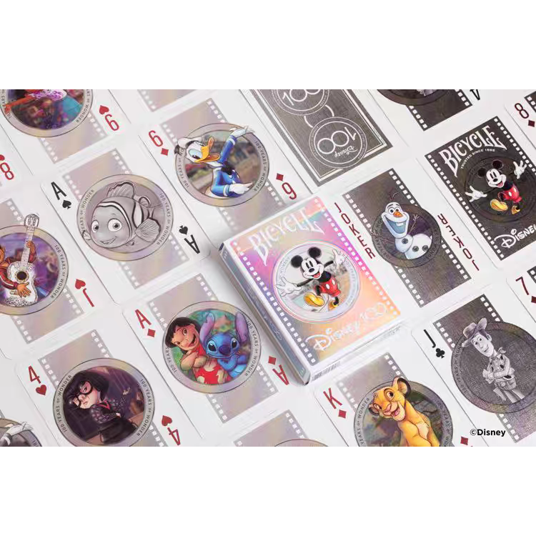 【千葉撲克】現貨 Bicycle 迪士尼 100周年 Disney 撲克牌 鐳射燙金花切練習牌 米奇米老鼠 收藏魔術紙牌-細節圖11