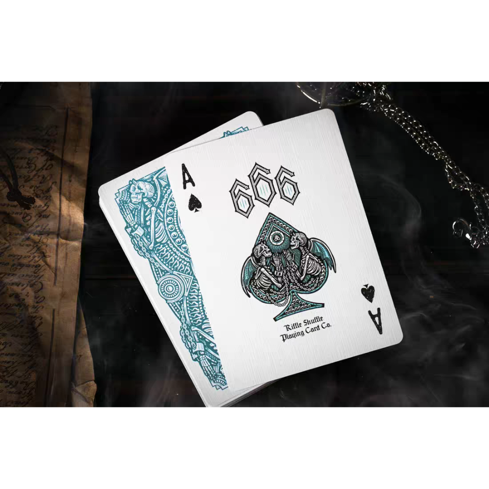 【千葉撲克】現貨 666 v4 藍青冷燙工藝 撲克牌 帶限量獨立編號 魔術 收藏牌 花切專用牌 禮物 紙牌 uspcc-細節圖3