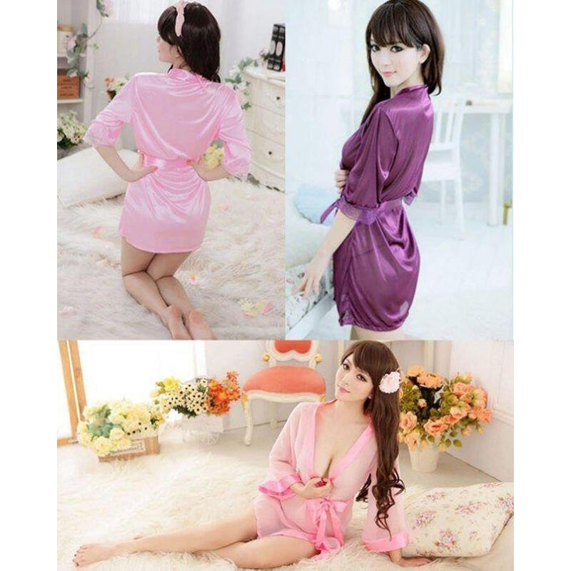 透視連身睡衣 夏季睡衣女 性感睡衣 情趣睡衣 睡衣裙 冰絲睡衣 中袖蕾絲睡衣 家居服 連身睡裙 睡袍 居家睡衣 緞面睡衣-細節圖3