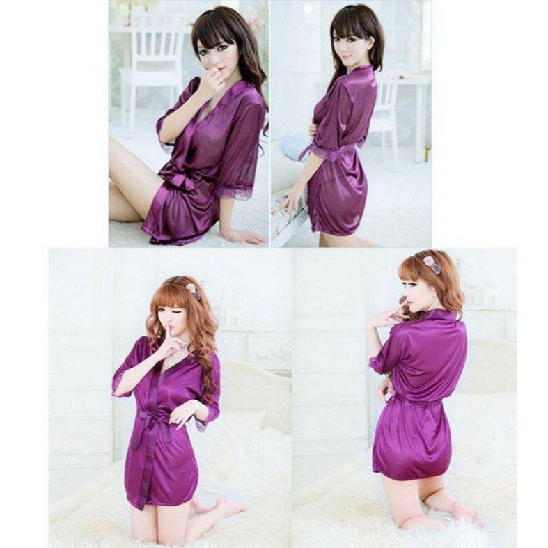 透視連身睡衣 夏季睡衣女 性感睡衣 情趣睡衣 睡衣裙 冰絲睡衣 中袖蕾絲睡衣 家居服 連身睡裙 睡袍 居家睡衣 緞面睡衣-細節圖7