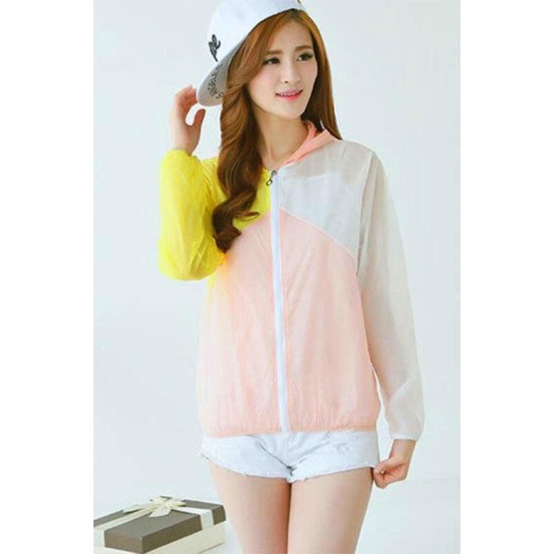 夏季透氣連帽薄款防曬衣 防曬外套 透明輕薄外套 遮陽外套 夏天外套 防紫外線UV 小外套女 薄外套 遮陽衫 拼接防曬罩衫-細節圖2