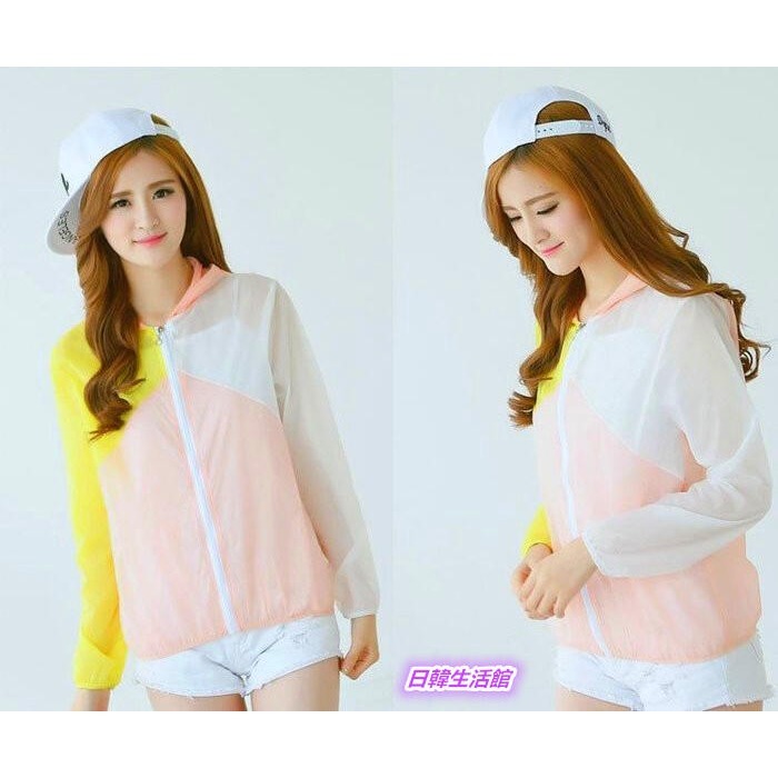 夏季透氣連帽薄款防曬衣 防曬外套 透明輕薄外套 遮陽外套 夏天外套 防紫外線UV 小外套女 薄外套 遮陽衫 拼接防曬罩衫-細節圖3