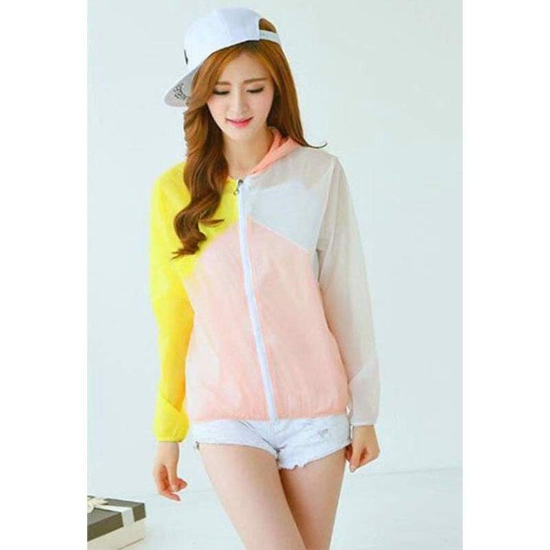 夏季透氣連帽薄款防曬衣 防曬外套 透明輕薄外套 遮陽外套 夏天外套 防紫外線UV 小外套女 薄外套 遮陽衫 拼接防曬罩衫-細節圖4