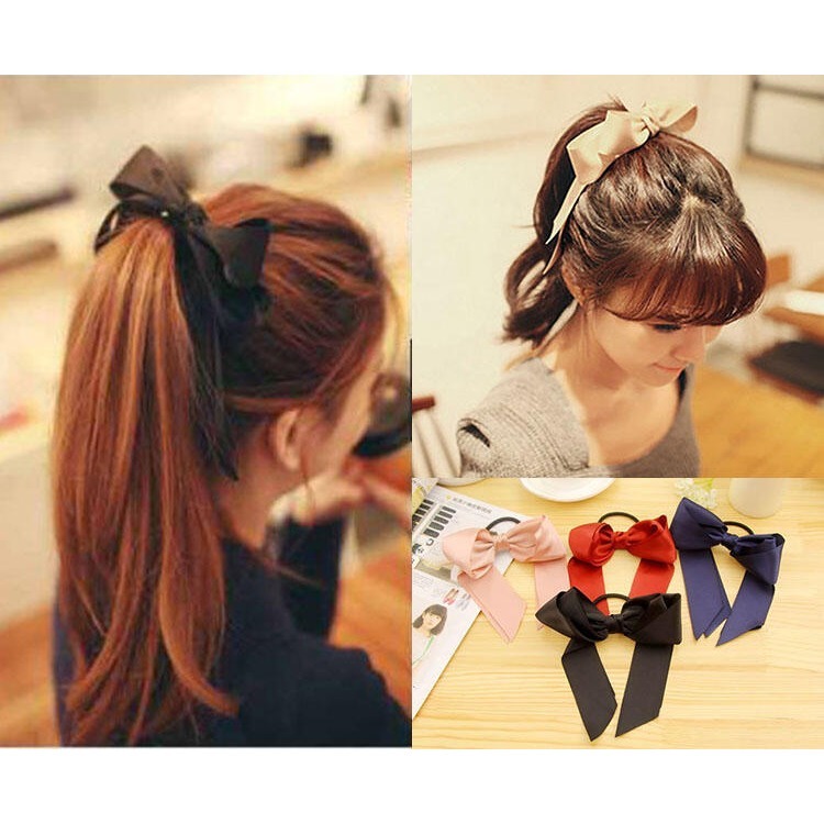 韓國流行髮飾 蝴蝶結髮繩 韓系髮圈 氣質馬尾髮圈 彈力髮束 蝴蝶結髮圈 馬尾髮束 韓款優雅髮飾 緞帶蝴蝶結髮束 韓版頭飾-細節圖4
