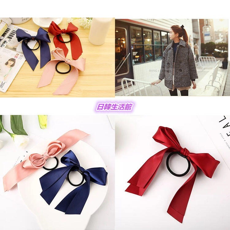 韓國流行髮飾 蝴蝶結髮繩 韓系髮圈 氣質馬尾髮圈 彈力髮束 蝴蝶結髮圈 馬尾髮束 韓款優雅髮飾 緞帶蝴蝶結髮束 韓版頭飾-細節圖7