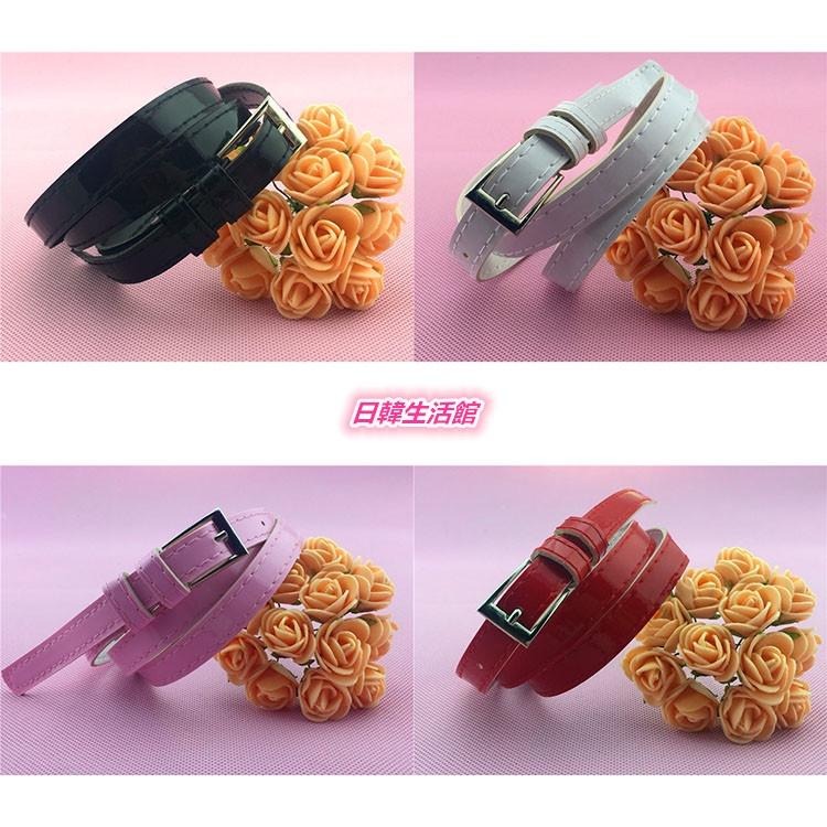 韓版糖果色皮帶 細腰帶 女生皮帶 韓系皮帶 連身裙 裝飾腰帶 皮帶女 亮皮皮帶 韓國服飾配件 針扣皮帶 女用腰帶 細皮帶-細節圖5