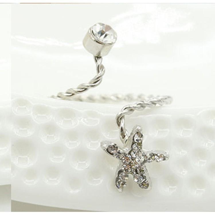 現貨 鋯石水鑽海星戒指 關節戒指 指甲戒指 韓國飾品 開口可調戒指 美甲戒指 韓版指環 女戒指 韓系流行首飾 日韓生活館-細節圖3