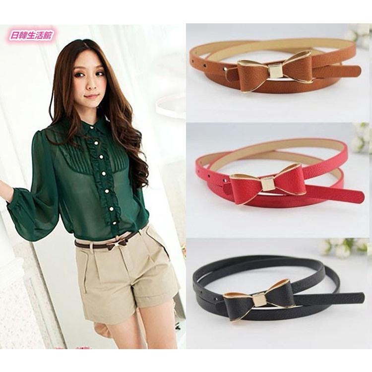 韓國流行服飾配件 甜美淑女風腰帶 蝴蝶結皮帶 韓系氣質腰帶 女生皮帶 造型皮帶 細皮帶腰封 連身裙裝飾皮帶 日系時尚皮帶-細節圖4