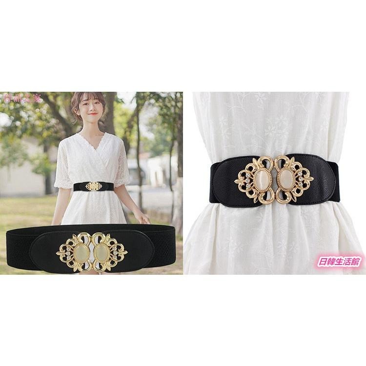 韓版百搭腰封 寶石鑲崁寬腰封 連身裙 裝飾腰帶 圖騰 復古時尚皮帶 寬腰帶 韓國皮帶女 彈力鬆緊腰帶 寬版皮帶 女生腰帶-細節圖9