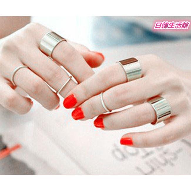 日韓生活館 韓國主君的太陽同款 六件套裝戒指組 寬版戒指 開口指環金屬戒指 活口女戒指 流行飾品女生對戒尾戒 可調節戒指-細節圖2
