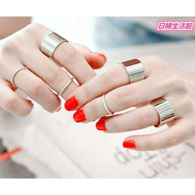 日韓生活館 韓國主君的太陽同款 六件套裝戒指組 寬版戒指 開口指環金屬戒指 活口女戒指 流行飾品女生對戒尾戒 可調節戒指-細節圖2