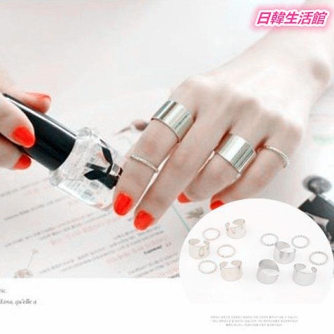 日韓生活館 韓國主君的太陽同款 六件套裝戒指組 寬版戒指 開口指環金屬戒指 活口女戒指 流行飾品女生對戒尾戒 可調節戒指-細節圖6