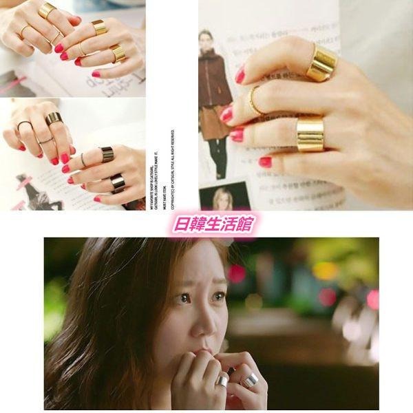 日韓生活館 韓國主君的太陽同款 六件套裝戒指組 寬版戒指 開口指環金屬戒指 活口女戒指 流行飾品女生對戒尾戒 可調節戒指-細節圖7