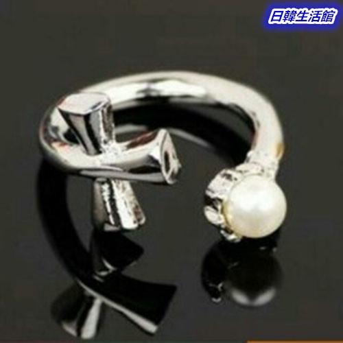 十字架珍珠戒指 開口造型戒 活圍可調戒指 韓國流行飾品 混搭時尚風 女生戒指 十字架戒指 關節指環 韓系首飾 日韓生活館-細節圖3