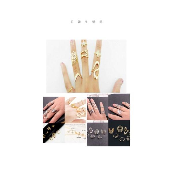 韓系飾品 組合套戒 七件套裝戒指組 疊戴戒指 簡約開口戒 幾何造型戒指 歐美風指環 尾戒 個性女戒 金屬戒指 日韓生活館-細節圖4
