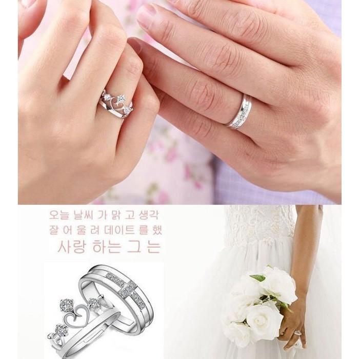 日韓生活館 皇冠十字架戒指 情侶戒指 王子與公主情人對戒 求婚戒 活圍戒 開口可調整戒指 銀飾指環 銀戒指 男女流行飾品-細節圖3