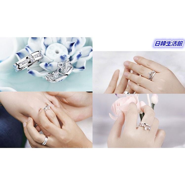 日韓生活館 皇冠十字架戒指 情侶戒指 王子與公主情人對戒 求婚戒 活圍戒 開口可調整戒指 銀飾指環 銀戒指 男女流行飾品-細節圖2