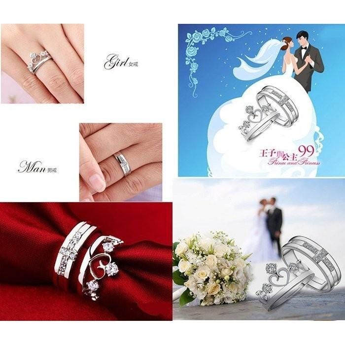 日韓生活館 皇冠十字架戒指 情侶戒指 王子與公主情人對戒 求婚戒 活圍戒 開口可調整戒指 銀飾指環 銀戒指 男女流行飾品-細節圖8