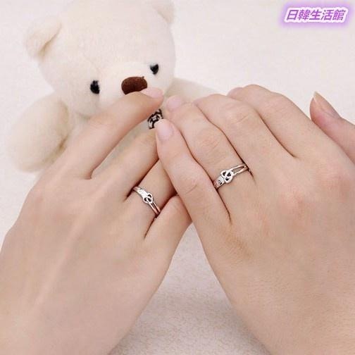 日韓生活館 愛心戒指 情侶戒指 永結同心情人對戒 求婚戒 活口戒圍 可調戒指 定情戒 銀飾 銀戒指環 男女戒指 流行飾品-細節圖5