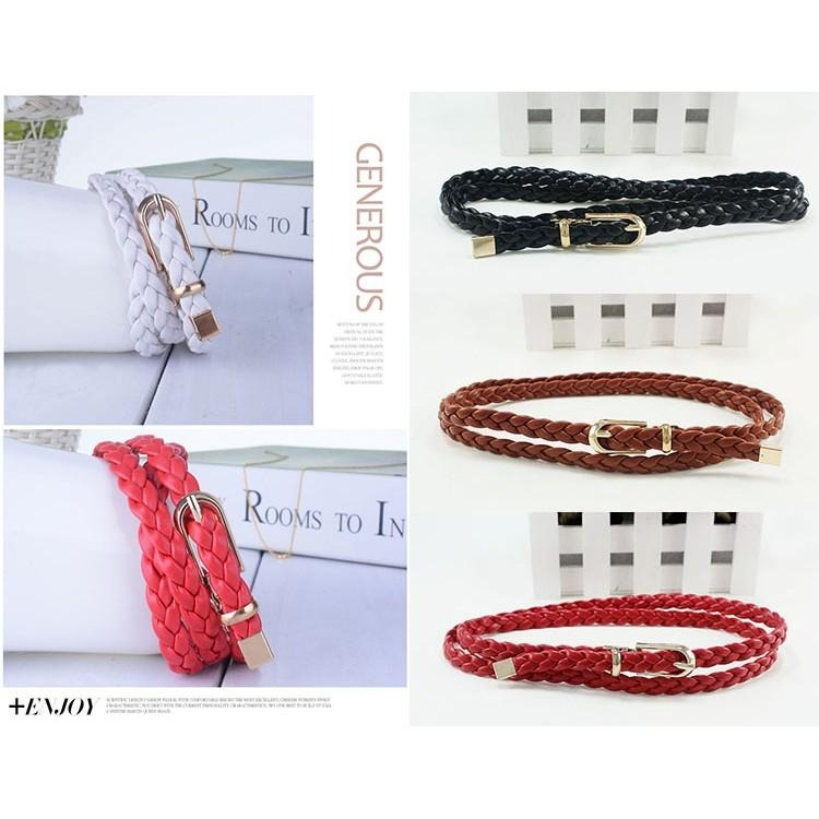 純手工 編織皮帶 女生腰帶 韓國時尚百搭配飾 細腰帶 腰鍊 皮帶女 細皮帶 免打孔腰帶 無孔皮帶 連身裙 裝飾皮帶 腰繩-細節圖2