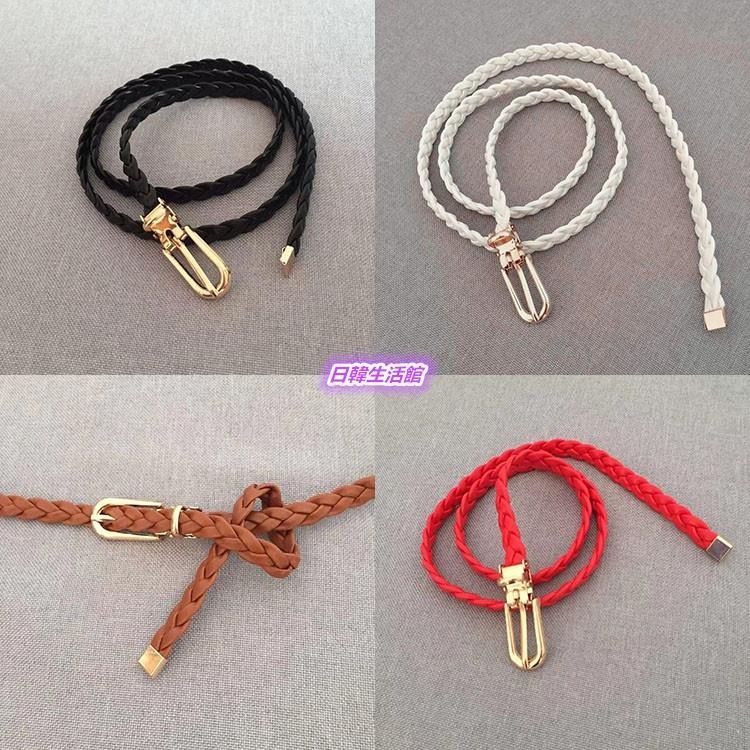 純手工 編織皮帶 女生腰帶 韓國時尚百搭配飾 細腰帶 腰鍊 皮帶女 細皮帶 免打孔腰帶 無孔皮帶 連身裙 裝飾皮帶 腰繩-細節圖4