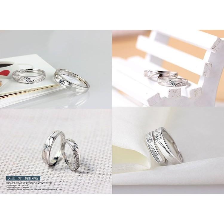 情侶戒指 水鑽戒指 銀戒指 男女情人戒指 紀念對戒 活圍戒 可調節戒指 情侶對戒 流行銀飾 鋯石戒指 情人節禮物求婚戒指-細節圖9