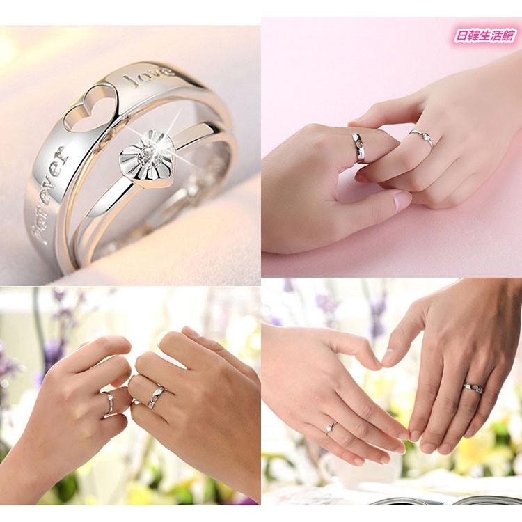 情侶對戒 開口戒 愛心戒指 銀戒指 銀飾 可調節戒指 首飾精品 刻字戒指 情人對戒 指環 男女飾品 心型對戒 情人節禮物-細節圖2