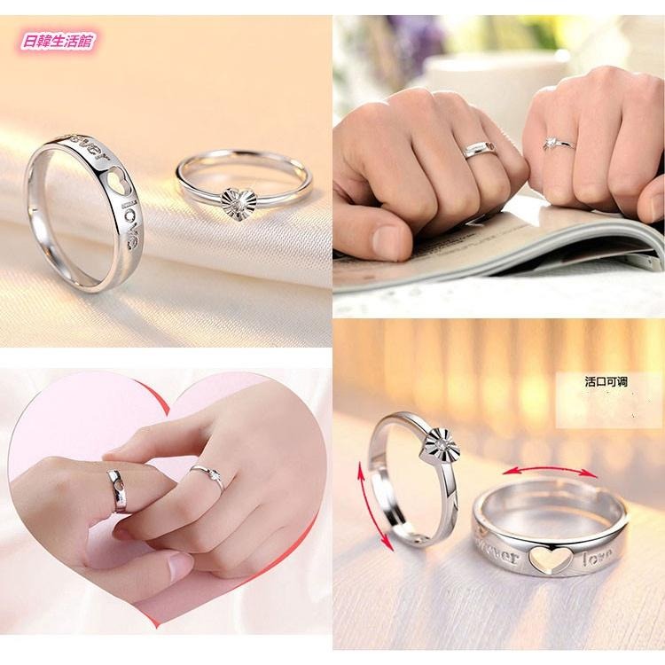 情侶對戒 開口戒 愛心戒指 銀戒指 銀飾 可調節戒指 首飾精品 刻字戒指 情人對戒 指環 男女飾品 心型對戒 情人節禮物-細節圖4