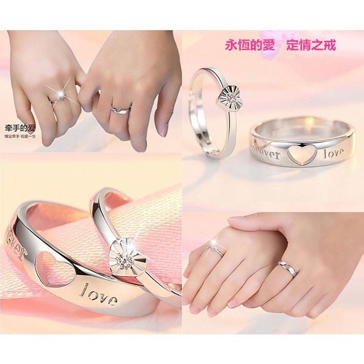 情侶對戒 開口戒 愛心戒指 銀戒指 銀飾 可調節戒指 首飾精品 刻字戒指 情人對戒 指環 男女飾品 心型對戒 情人節禮物-細節圖8