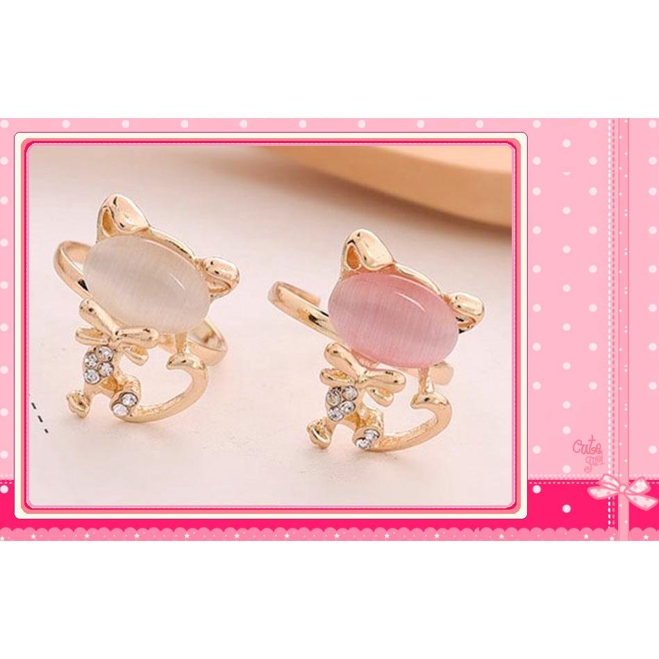 可愛蝴蝶結貓咪戒指 貓眼石戒指 韓國飾品 貓戒指 喵星人 創意時尚戒指女 指環 招桃花招財貓 水鑽戒指 食指戒 女生戒指-細節圖4