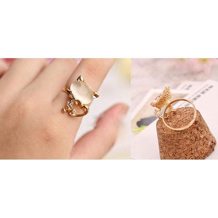 可愛蝴蝶結貓咪戒指 貓眼石戒指 韓國飾品 貓戒指 喵星人 創意時尚戒指女 指環 招桃花招財貓 水鑽戒指 食指戒 女生戒指-細節圖2