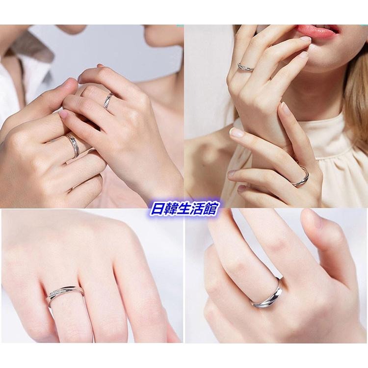 情侶對戒 鋯石水鑽戒指 簡約活圍戒 情侶戒指 時尚首飾求婚戒 情侶飾品 定情戒 開口可調節戒指 情人戒指銀飾 日韓生活館-細節圖3