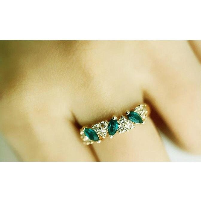 台灣現貨 閃鑽祖母綠戒指 水鑽戒指 女生戒指 復古風戒指 鑲鑽指環 綠寶石戒指 滿鑽戒指流行配飾 民族風飾品 日韓生活館-細節圖5