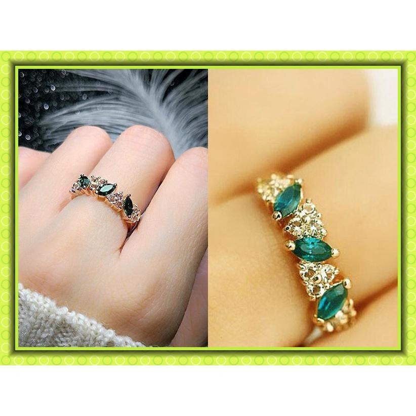 台灣現貨 閃鑽祖母綠戒指 水鑽戒指 女生戒指 復古風戒指 鑲鑽指環 綠寶石戒指 滿鑽戒指流行配飾 民族風飾品 日韓生活館-細節圖6