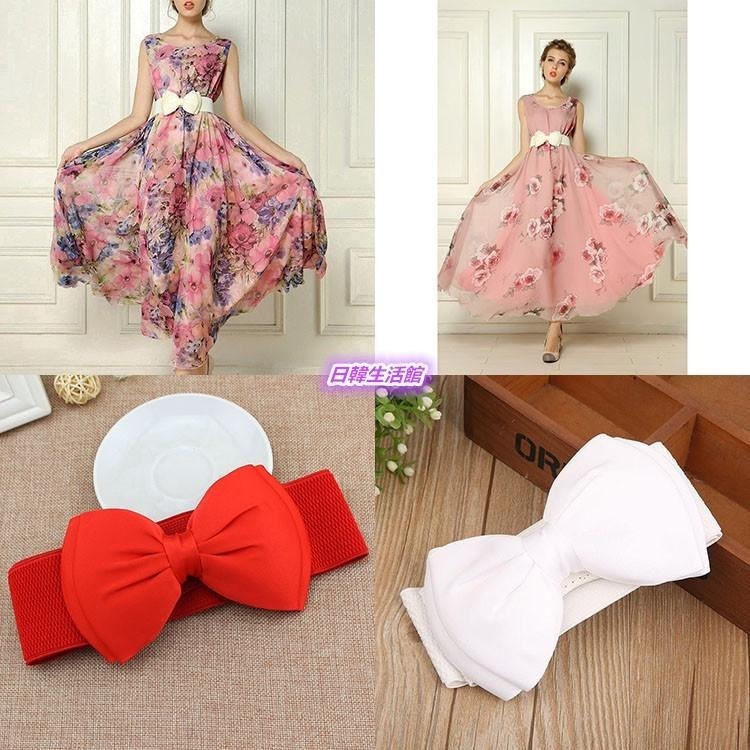 韓國流行裝飾腰封 寬皮帶 韓版蕾絲蝴蝶結彈力皮帶 連身裙鬆緊腰封 腰帶女 寬版腰封 女生皮帶 洋裝腰封編織裙帶 彈性腰帶-細節圖6