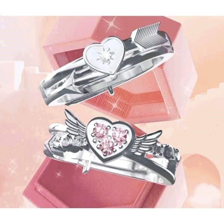 愛神邱比特之箭情侶對戒 韓版水鑽戒指 心吻指尖戒指 開口可調節戒指 翅膀戒指愛心戒指 情侶戒指 男女戒指飾品 情人節禮物-細節圖4