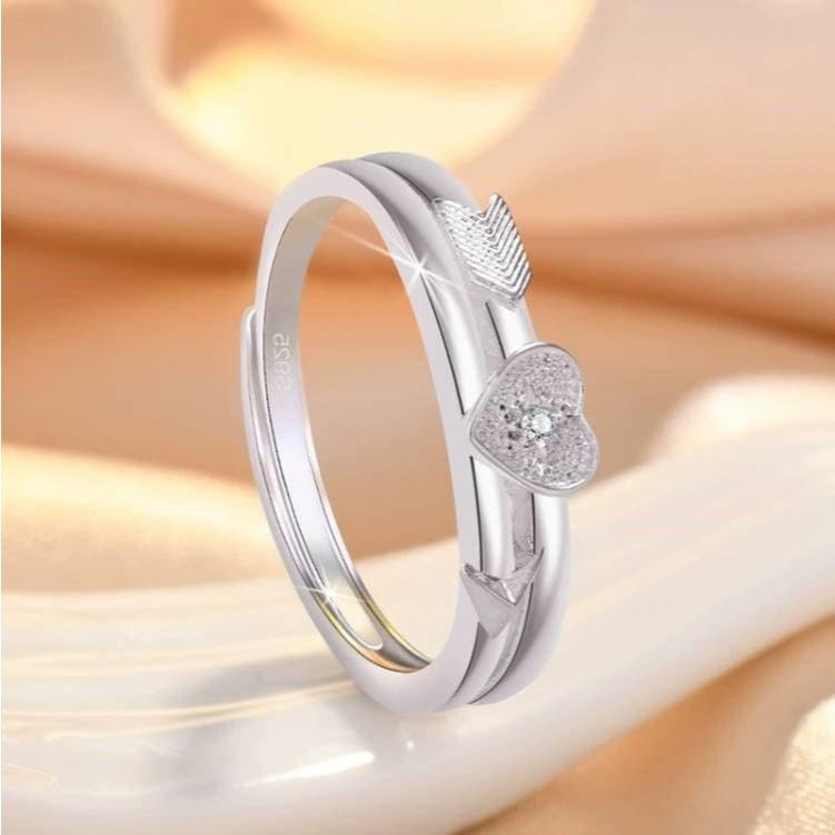 愛神邱比特之箭情侶對戒 韓版水鑽戒指 心吻指尖戒指 開口可調節戒指 翅膀戒指愛心戒指 情侶戒指 男女戒指飾品 情人節禮物-細節圖5